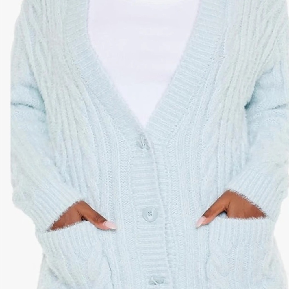 Urban Outfitters Icy blue cable knit oversized comfy cozy cardigan ❄️